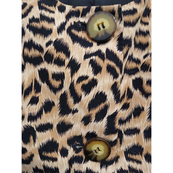Leopard Blazer Power Jacket Sz 10 Animal Print Career Office Cocktail Luxe Punk - Picture 9 of 16